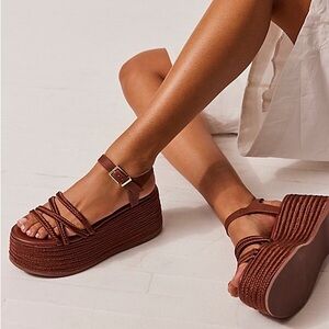 NEW Kelsi Dagger Brooklyn Mend Braided Strap Platform Wedge Sandals Rope Open